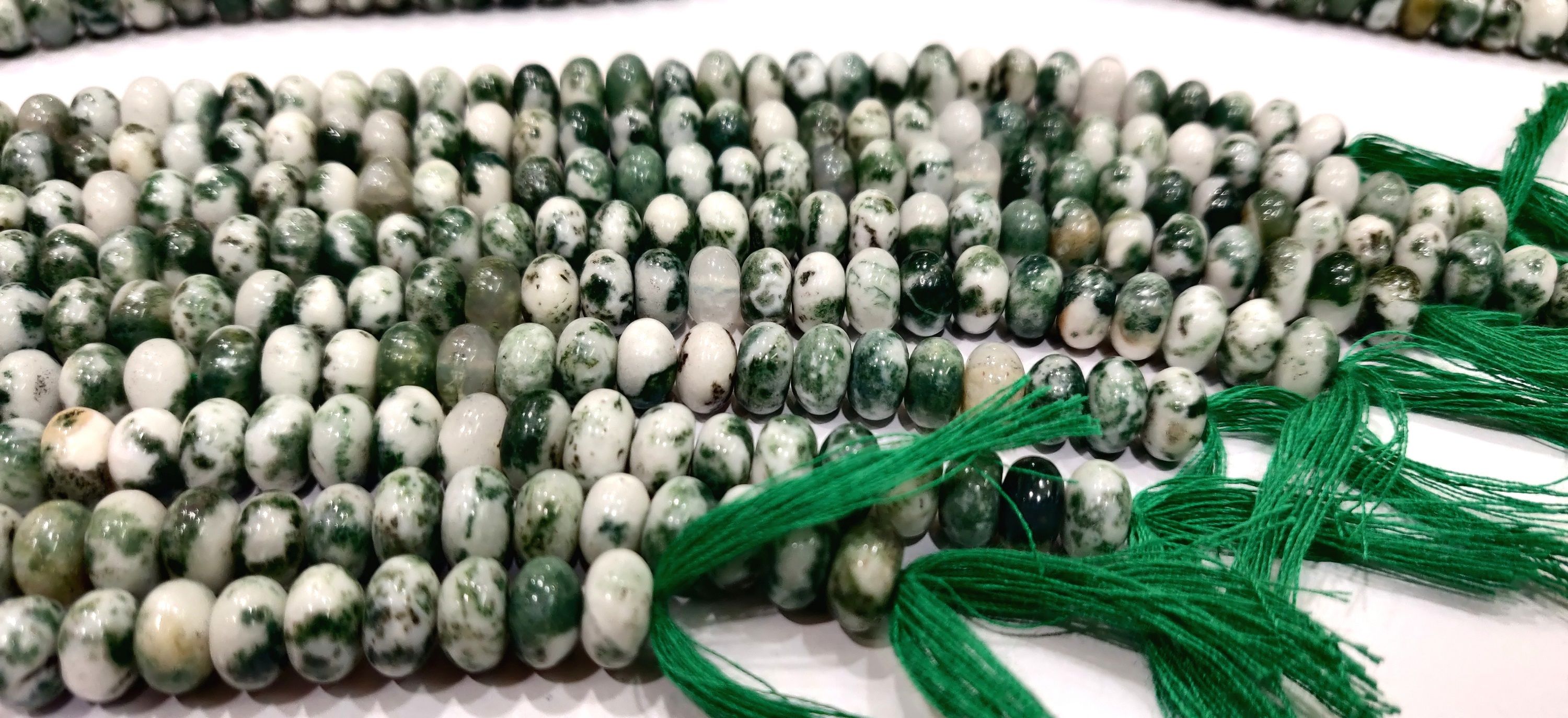 Natural Tree Agate Rondelle Plain 8mm Beads Sold Per Strand 8 Long