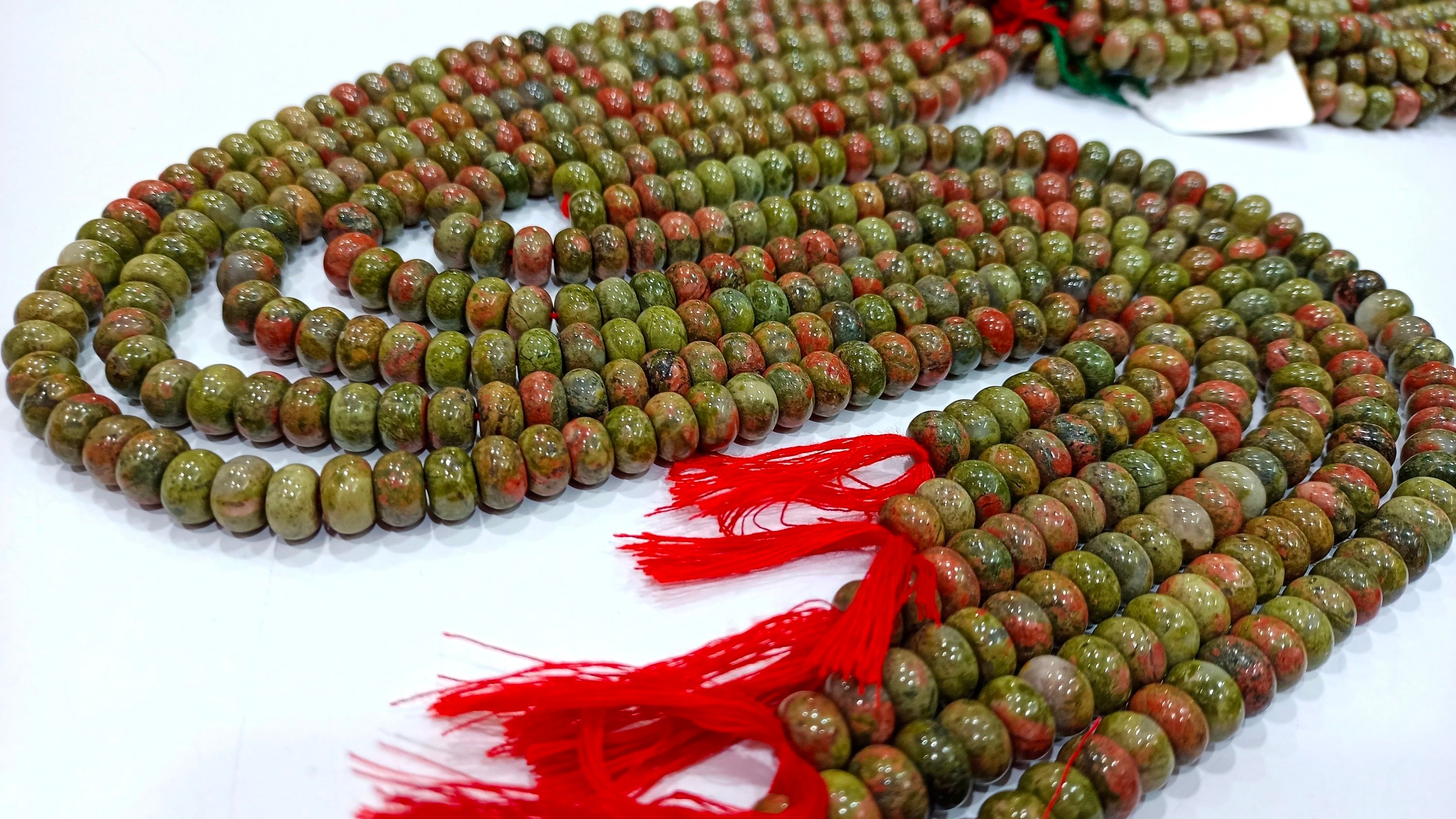 Natural Unakite Rondelle Plain 8mm Beads Sold Per Strand 8'' Long