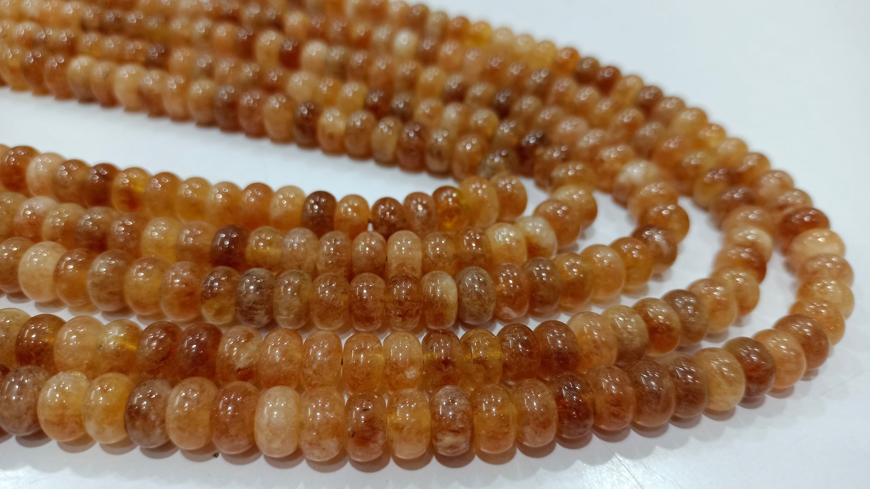 Natural Sunstone Rondelle Plain 8mm Beads Sold per Strand 8'' Long