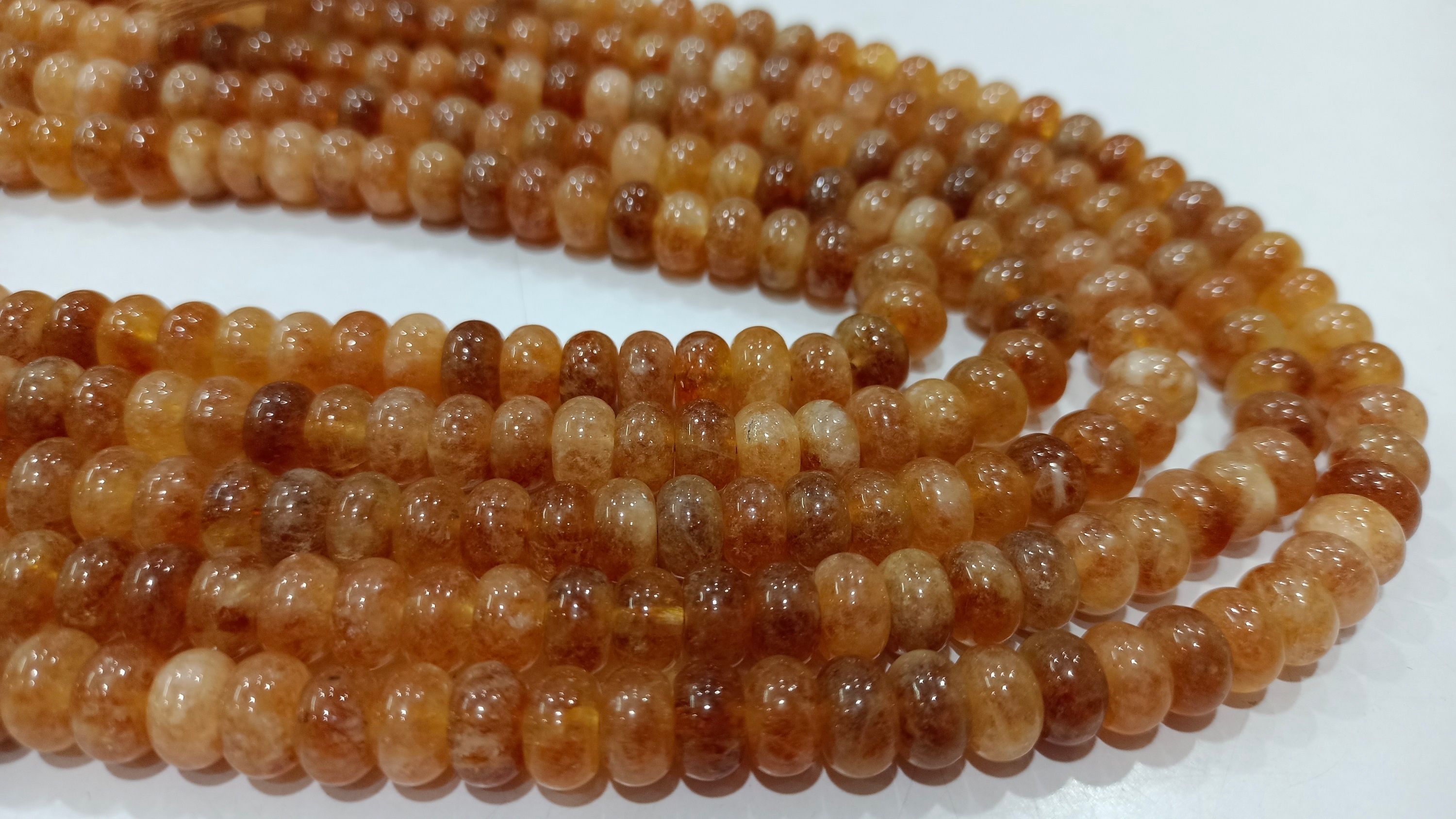 Natural Sunstone Rondelle Plain 8mm Beads Sold per Strand 8'' Long