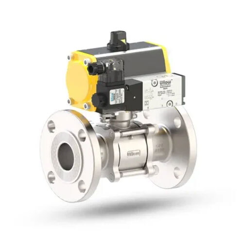 Uflow Double Acting Pneumatic Ball Valve Flanged With Namur Solenoid Valve