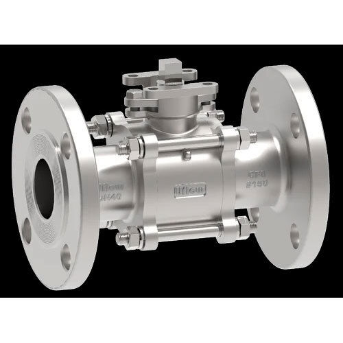 Silver Pneumatic Actuated Ball Valve Flange End