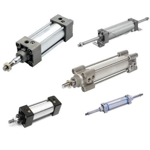 Silver Pneumatic Air Cylinder-Square Body With Tie Rod