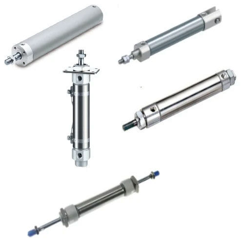 Silver Pneumatic Air Cylinder-Round Body