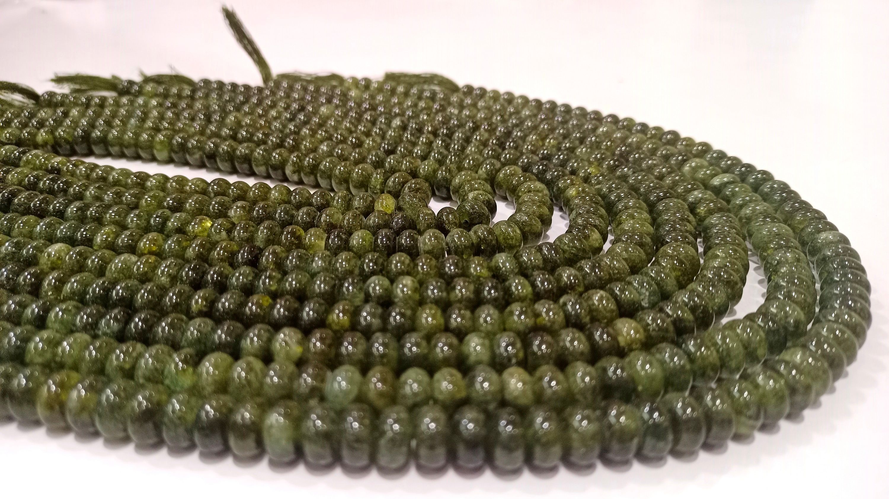 Natural Green Tourmaline Quartz Rondelle plain 8mm Sold Per strand 8 ''Long