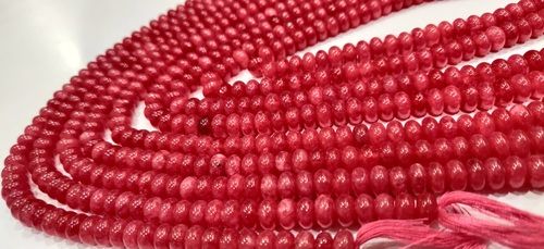 Natural Raspberry Chalcedony Rondelle Plain 8mm Beads Sold Per Strand 8'' Long