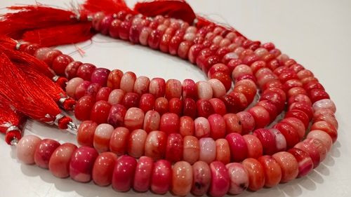 Natural Pink Opal Rondelle Plain 8 to 15mm Beads Strand 8  Inches Long