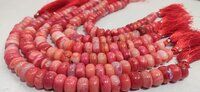 Natural Pink Opal Rondelle Plain 8 to 15mm Beads Strand 8  Inches Long