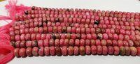 Natural Rhodonite Rondelle Plain 8mm Beads Sold per strand 8 inches long