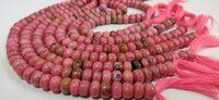 Natural Rhodonite Rondelle Plain 8mm Beads Sold per strand 8 inches long