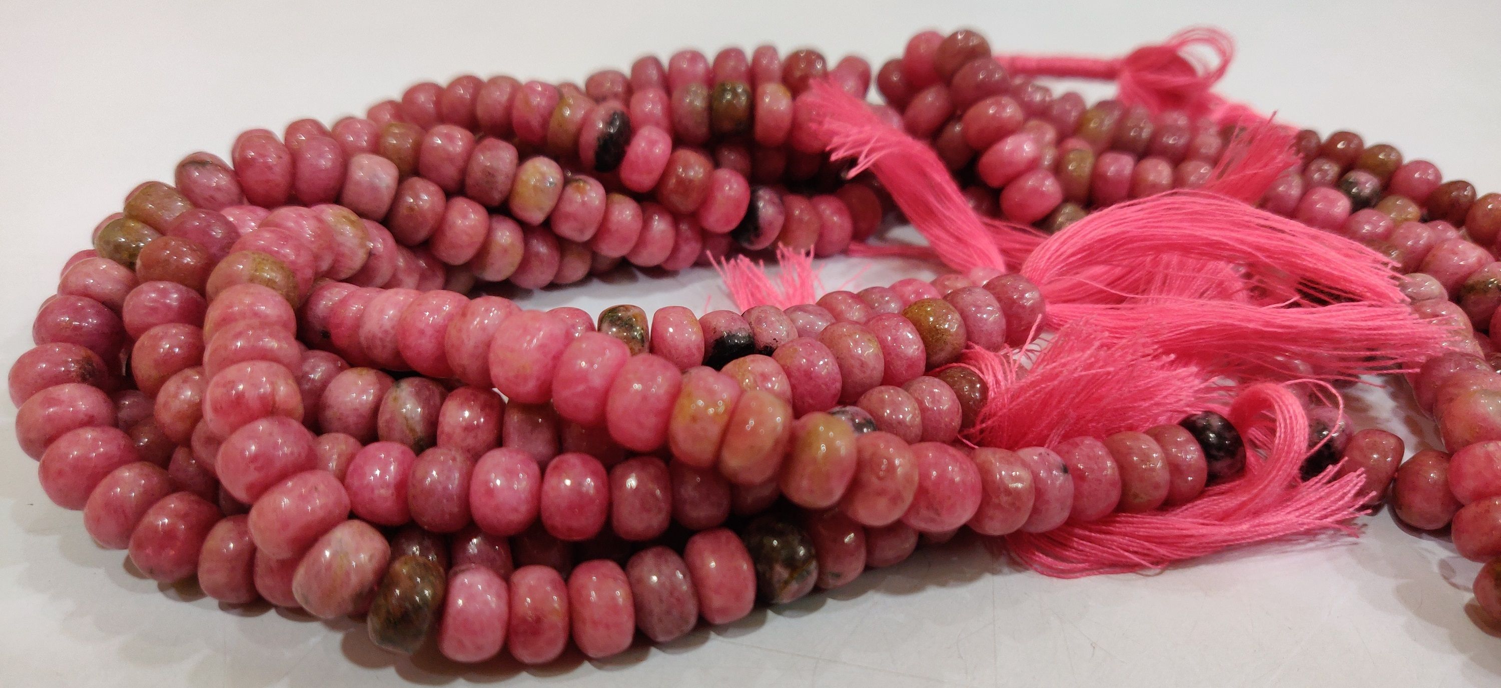 Natural Rhodonite Rondelle Plain 8mm Beads Sold per strand 8 inches long