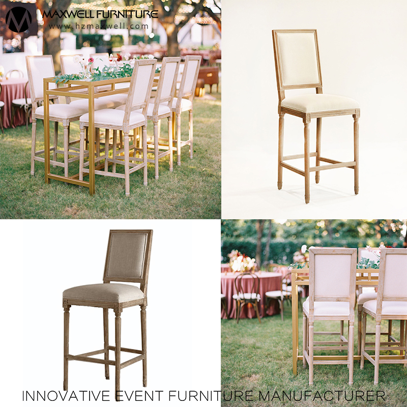 BS-520 Wood Frame With Linen Fabric  Bar Chair wooden royal wedding bar chair