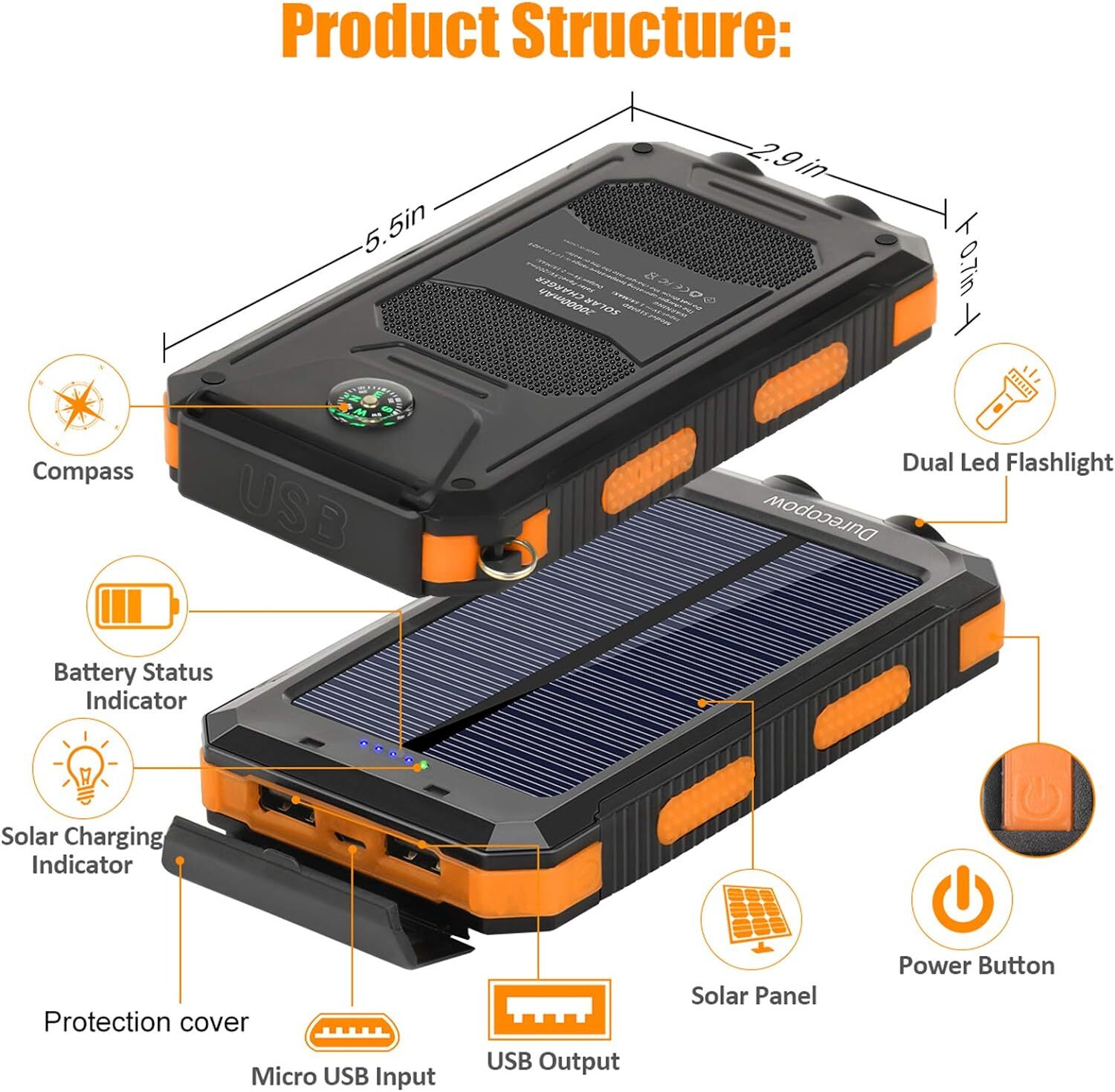 Durecopow Solar Charger