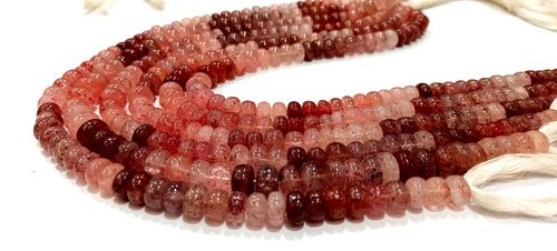 Natural Strawberry Quartz 8mm Rondelle Plain Beads Strand 8 inches Long