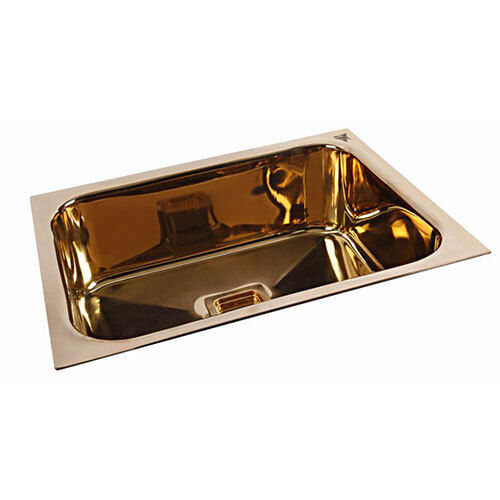 CORAL SQUARE ISI Single Bowl Sink Rose Gold + Gold QDR 1824