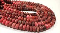 Natural Thulite Gemstone Rondelle Plain 8-9mm Beads Sold per Strand 8'' Long