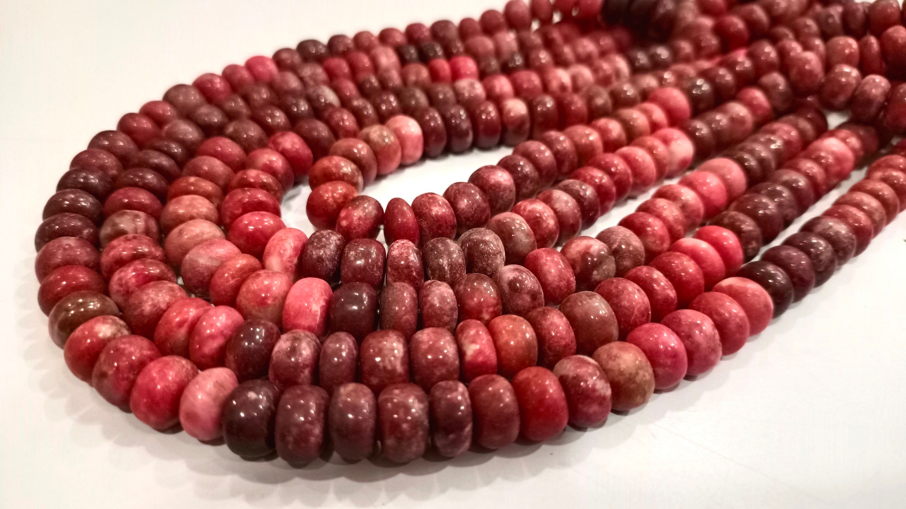 Natural Thulite Gemstone Rondelle Plain 8-9mm Beads Sold per Strand 8'' Long