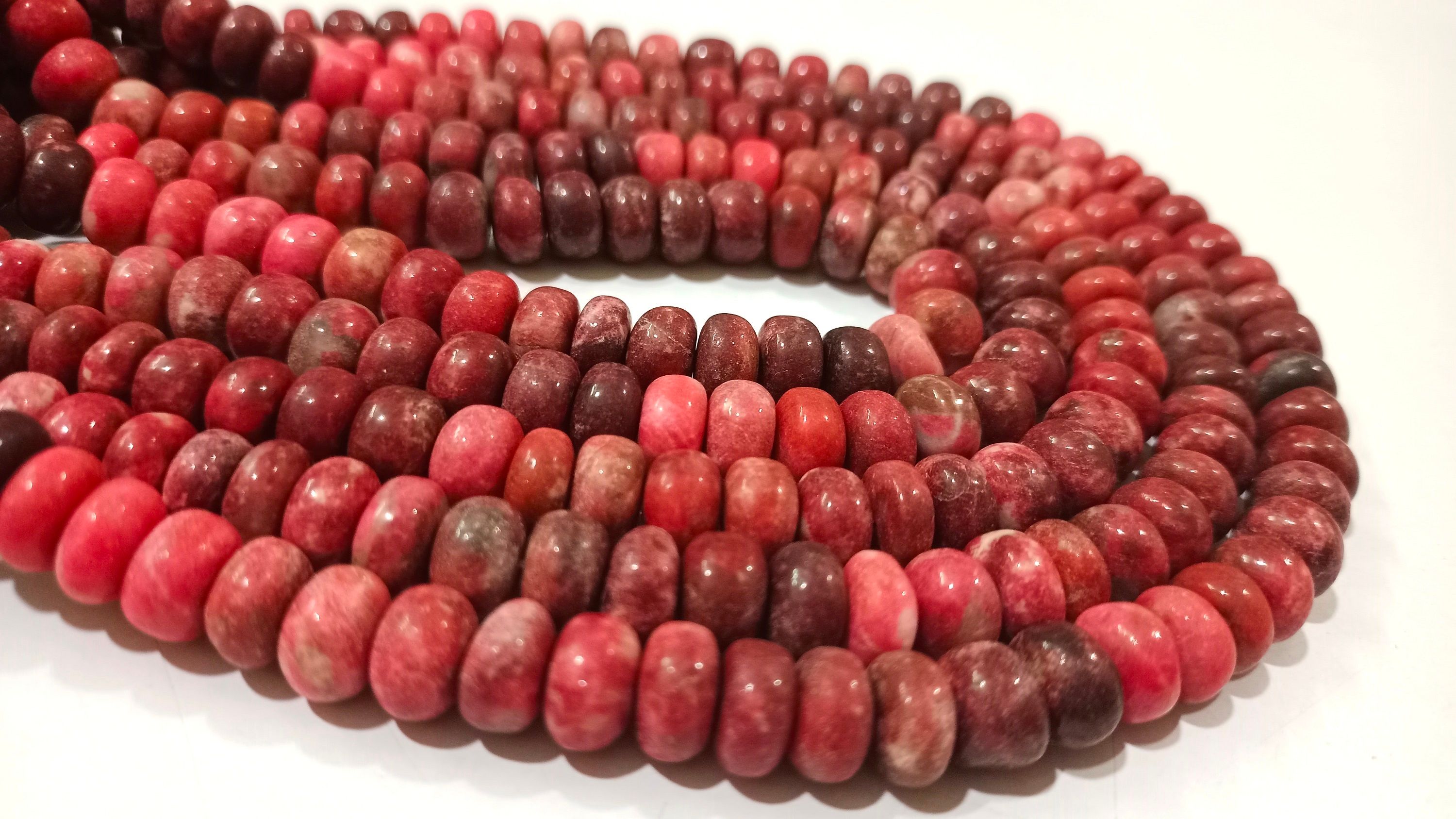 Natural Thulite Gemstone Rondelle Plain 8-9mm Beads Sold per Strand 8'' Long