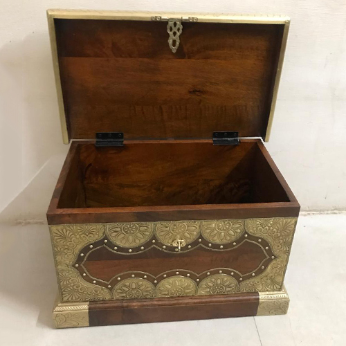 Brass And Wooden Storage Box