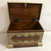 Wooden  Antique Storage Box Brass Ftd
