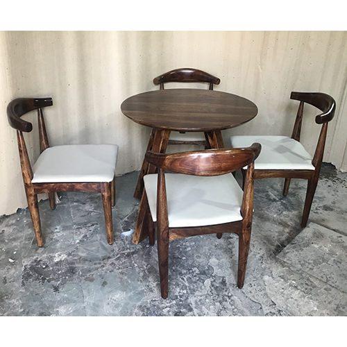 Solid Wooden Round Dining Table With 4 Seater