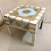 Antique Brass and Wooden Side Table