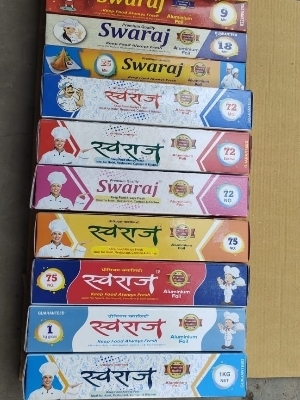 72 Meter Shree Swastik Aluminium Foil Roll - 70m Length, 295mm Width | Soft Temper, Polished Silver Foil for Food Use