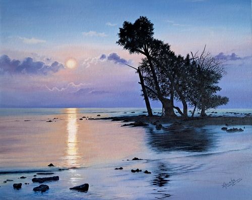 Clam Sea, Beautiful Sea Beach Scenery Nature Wall Painting