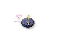 Natural Gemstone Oval Shape With Gold Filled Evil Eye Pendant