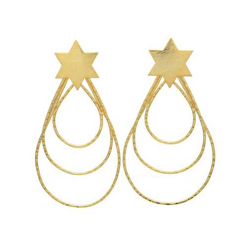 Brass tear drop and star earring set