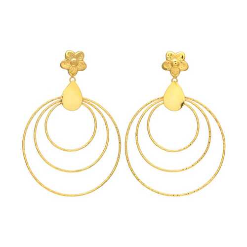 Golden round golden drop earring set