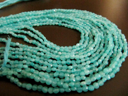 Natural Russian Amazonite Faceted Coin Shape 4mm Sold Per Strand 3'' Long