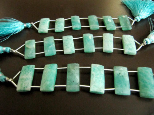 Natural Amazonite Cushion Shape Faceted 10X22mm Per Strand 6 Beads