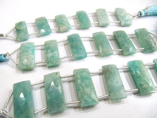 Natural Amazonite Cushion Shape Faceted 10X22mm Per Strand 6 Beads