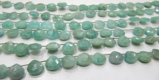 Natural Amazonite heart Shape Faceted 8mm beads strand 8 inches long