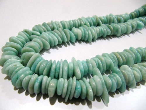 Natural Amazonite Flat Nugget Shape Plain 10mm To 15mm Beads Strand 8'' Long