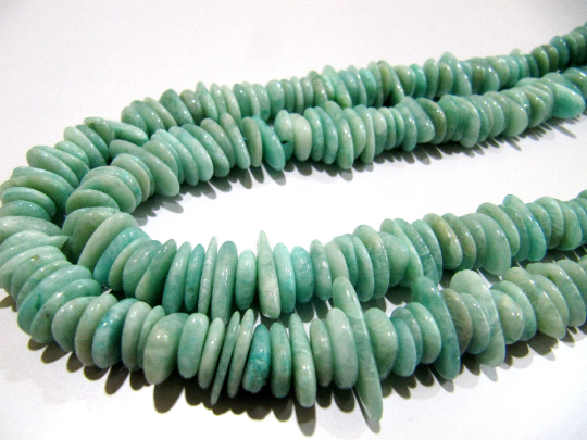 Natural Amazonite Flat Nugget Shape Plain 10mm To 15mm Beads Strand 8'' Long