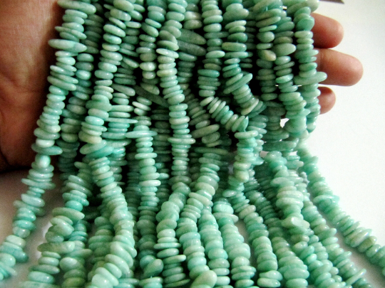 Natural Amazonite Flat Nugget Shape Plain 10mm To 15mm Beads Strand 8'' Long