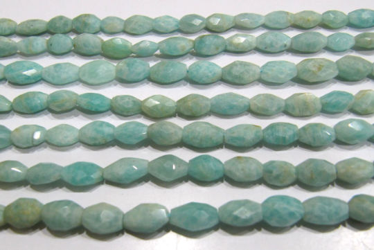 Natural Amazonite Oval Shape Faceted 10mm to 12mm Beads sold per Strand 13'' Long