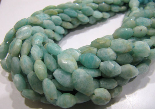 Natural Amazonite Oval Shape Faceted 10mm to 12mm Beads sold per Strand 13'' Long