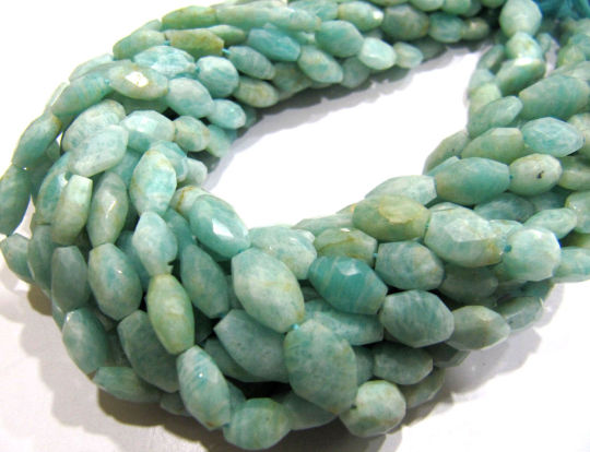 Natural Amazonite Oval Shape Faceted 10mm to 12mm Beads sold per Strand 13'' Long