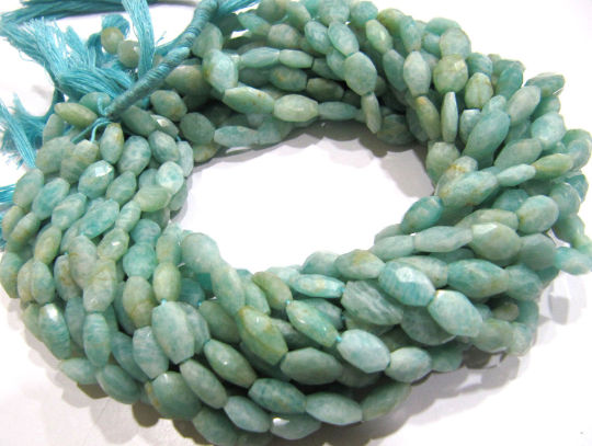 Natural Amazonite Oval Shape Faceted 10mm to 12mm Beads sold per Strand 13'' Long