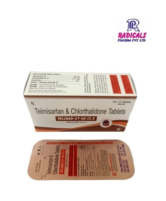 Telmisartan - 40mg & Chlorthalidone - 12.5mg Tablets | General Medicine, Cool & Dry Storage, 10x15 Tablets Per Box