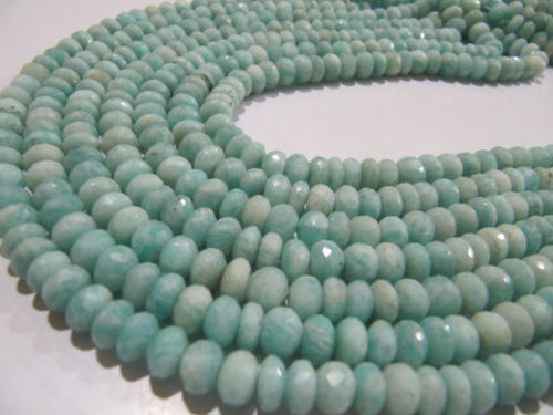 Natural Amazonite Rondelle Faceted 7-8mm Beads Strand 13 inch long