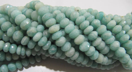 Natural Amazonite Rondelle Faceted 7-8mm Beads Strand 13 inch long