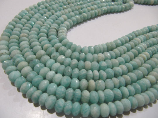 Natural Amazonite Rondelle Faceted 7-8mm Beads Strand 13 inch long