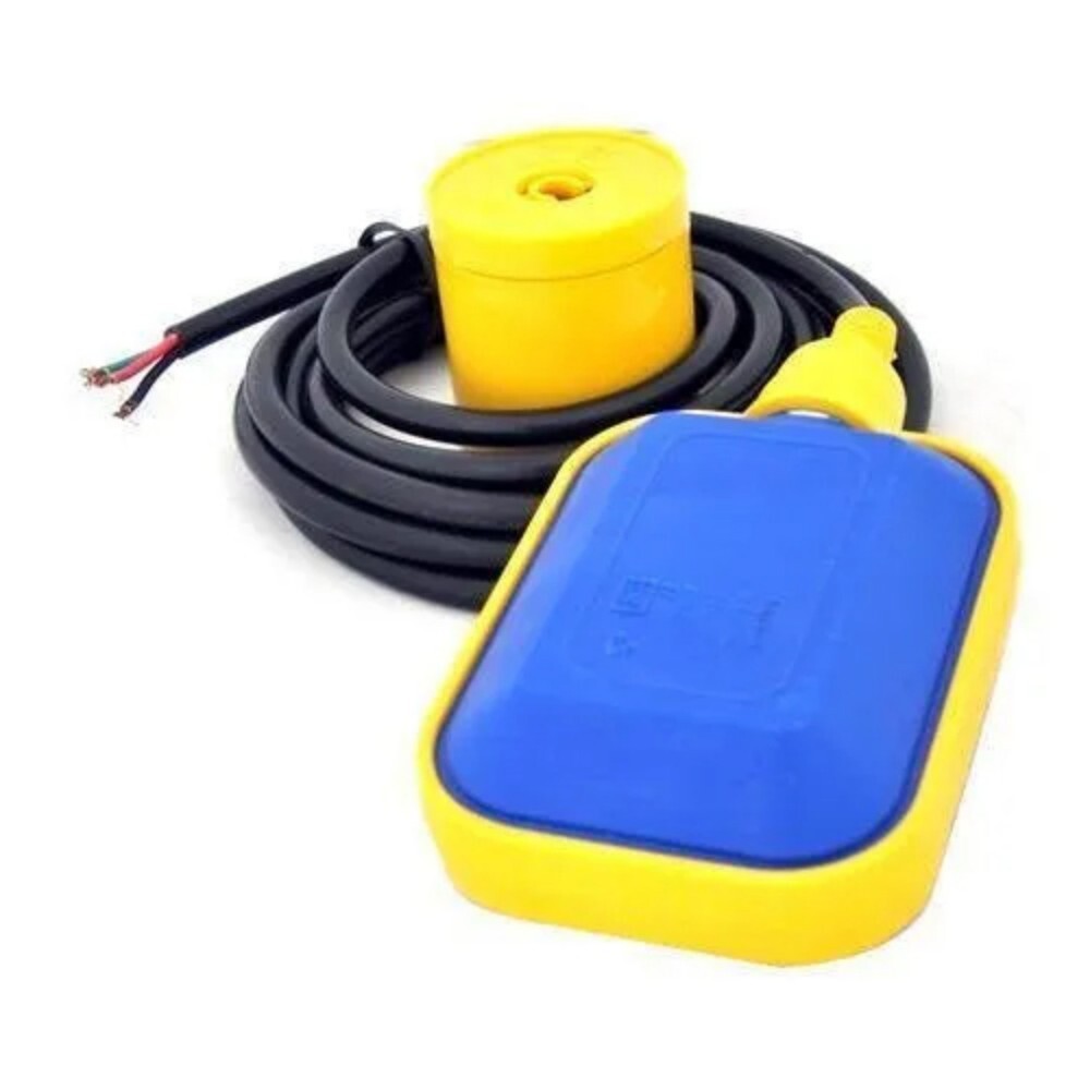 Cable Float Switch - Plastic Material, 100 mm Size , Yellow & Blue Color with High Protection Level