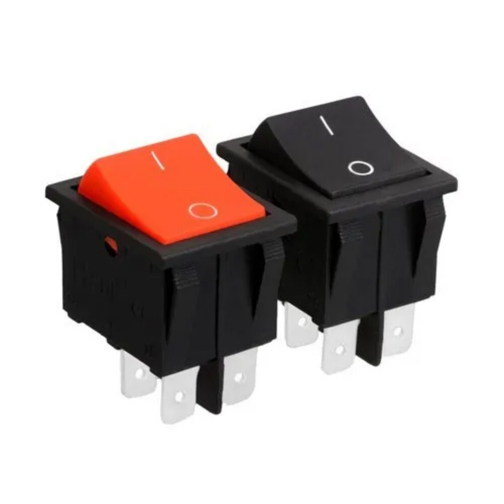 On Off Type Rocker Switch - Plastic Material, Compact Size, Red and Black Color Options | Max Current 6-16 Ampere, Rated Voltage 250 Volt