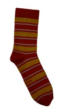 Casual Socks - Breathable Cotton Blend, One Size Fits Most, Red And Yellow Striped, Crew Length, Medium Elasticity, Unisex Design
