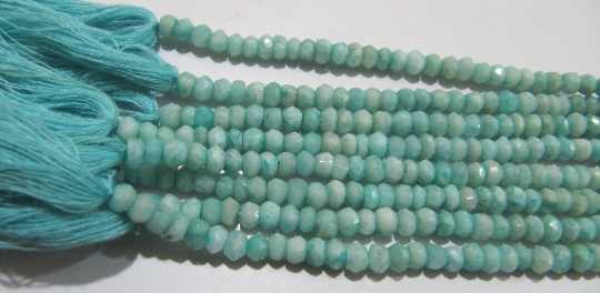 Natural Amazonite Rondelle Faceted 3-4 mm Beads Strand 13 inch long